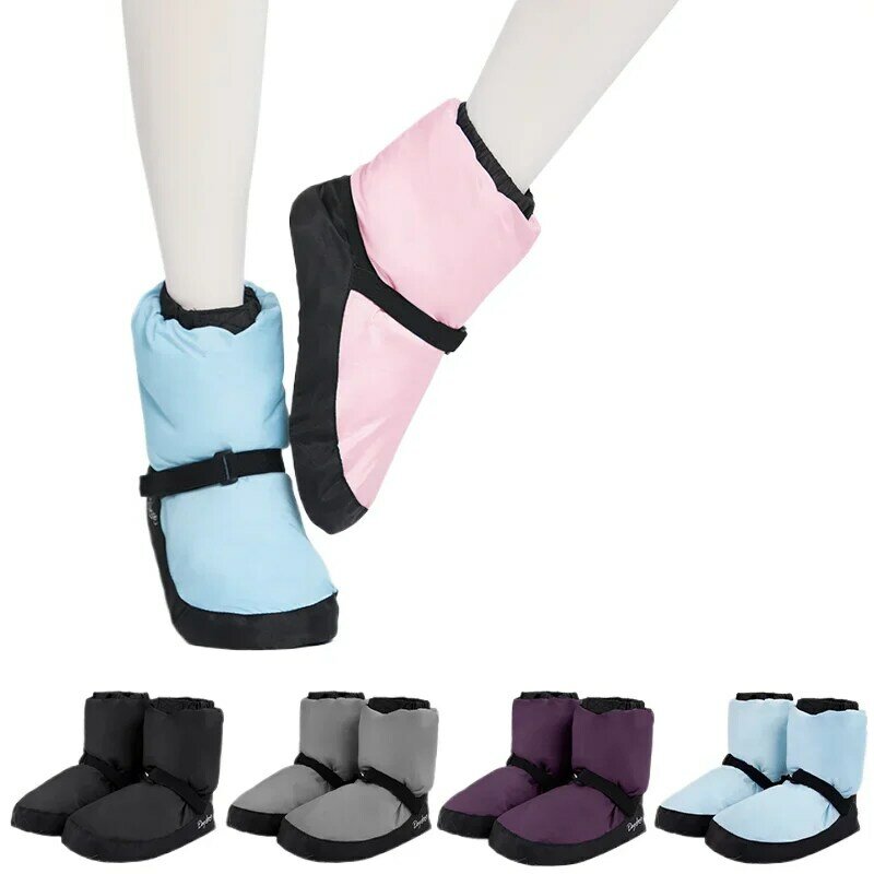 Bootie-zapatilla de baile con correa de Velcro para mujer, zapatos de entrenamiento de práctica de invierno, suela de PVC, calor excepcional, talla grande