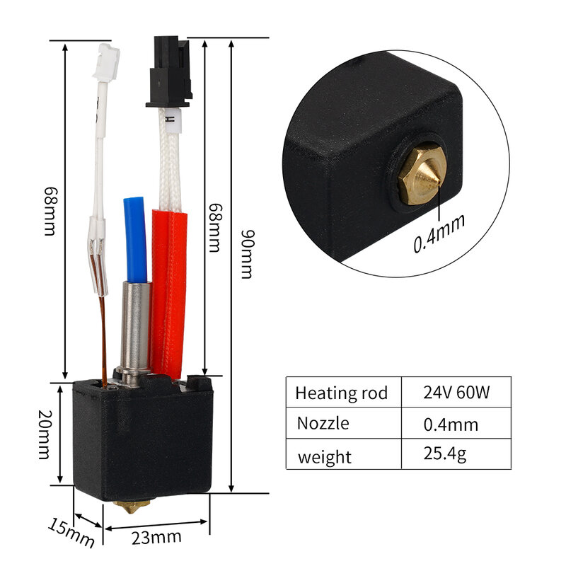 1/2 zestawy 24V 60W zestaw Hotend do anysześciennej kobry 2 Kobra 2 Neo Pro Plus Max 3D głowica drukarki mosiężna twarda stal dysza wulkanu