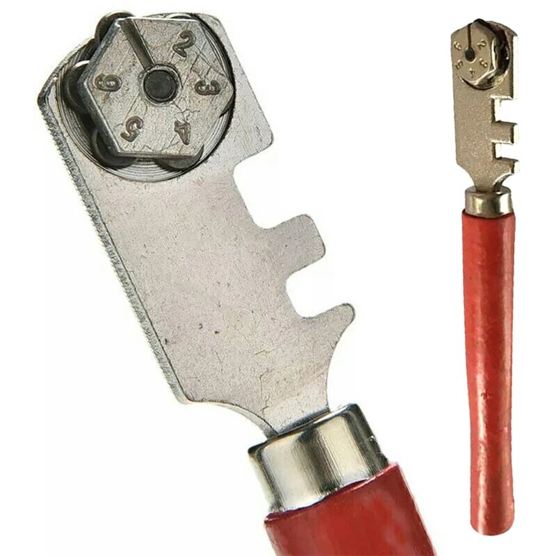Rueda cortadora carburo portátil, herramienta para cortar vidrio seis ruedas, cuchillo vidrio