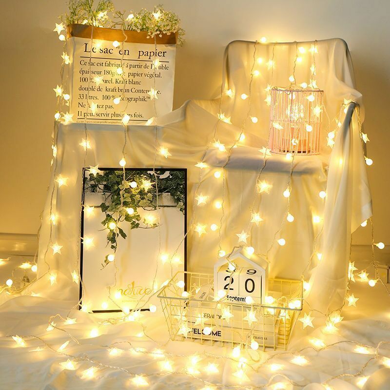 Рождественские огни, Звездные волшебные огни, светодиодная гирлянда, ночная лампа, гирлянда для комнаты, спальни, комнатное свадебное украшение, 5 м