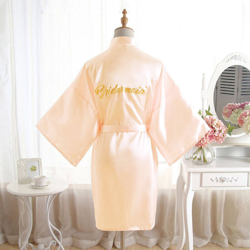 Chemise de nuit sexy en satin ultra-mince pour femmes, kimono de demoiselle d'honneur, peignoir de bain, lingerie courte