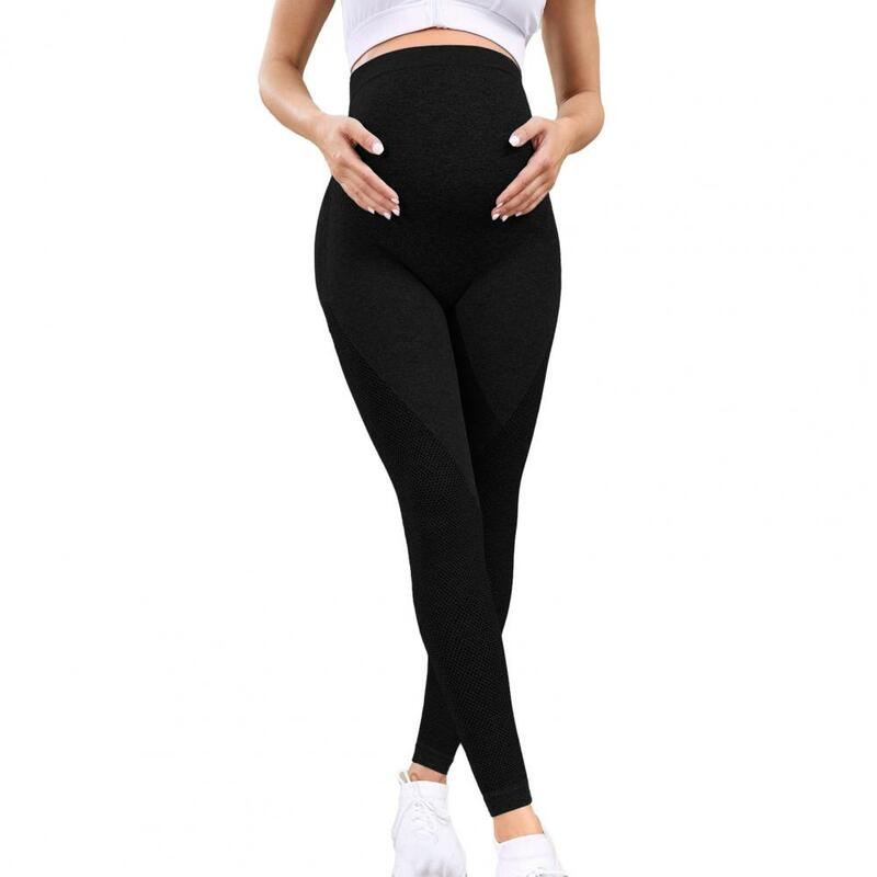 Leggings gravidez elegantes com suporte de cintura alta para barriga Shaping, Leggings exercício malha para mulheres grávidas
