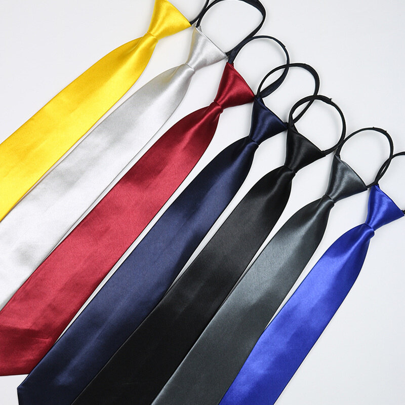 Cravatta classica nera da 8CM imitazione seta tinta unita cravatta pigra per uomo Business blu rosso cravatta con cerniera 5CM camicia stretta regalo cravatta
