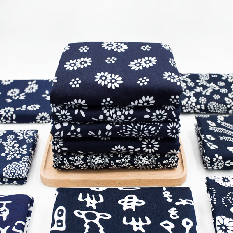 Tkaniny bawełniane imitacja batiku w stylu etnicznym niebieski abstrakcyjny wydruk do podróży obrus zasłona ręcznie dekoracja domu