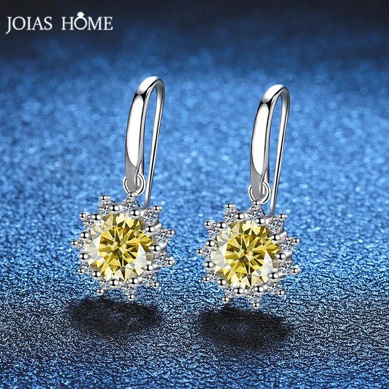 JoiasHome Sterling Silver S925 Round 1ct d color Moissanite Gemstone Earrings Suitable For Women to Attend Parties And Give Gift