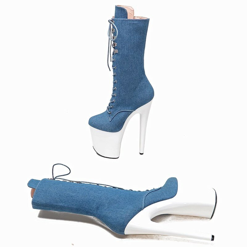 Женские ботильоны из искусственной кожи Auman Ale, экзотические ботинки на высоком каблуке 20 см/8 дюймов, ботинки с круглым носком для танцев на шесте, 131
