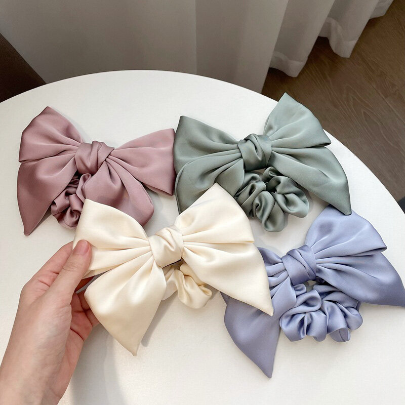 Retro Simple Satin Hair Scrunchie Candy Color Elastic Hair Bands Ponytail Hair Ties Fashion Ornament For Girls Hair Accessories