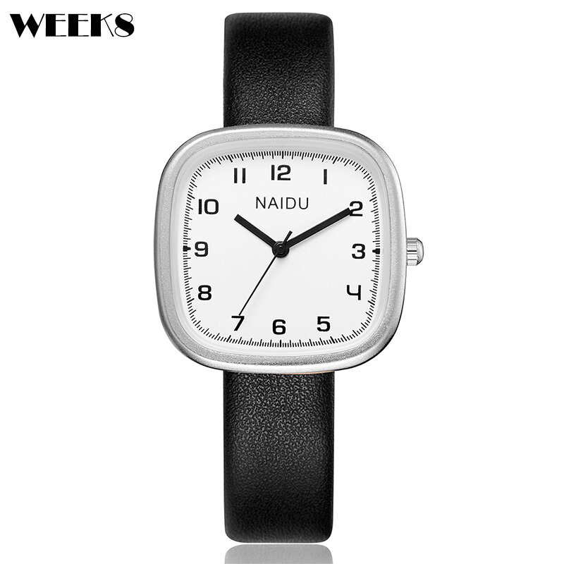 Роскошные женские часы, элегантный кожаный ремешок, квадратные Кварцевые аналоговые наручные часы для женщин, женские часы, наручные часы