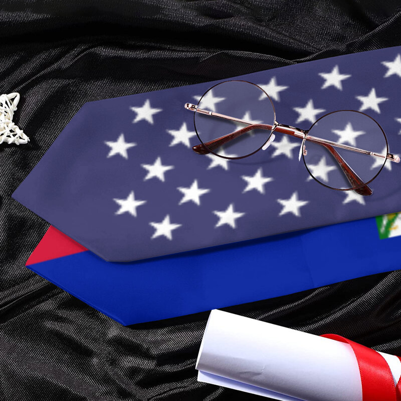 Graduation Sash Haiti & USA United States Flag Stole Shawls Graduate Wraps Scraf International Student Pride Gifts