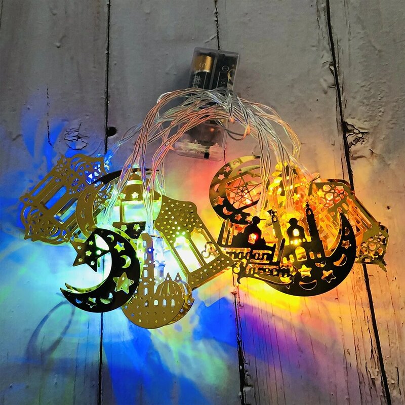 1.65m muzułmański Ramadan łańcuchy świetlne kształt księżyca girlanda żarówkowa LED łańcuchy świetlne na festiwal Eid