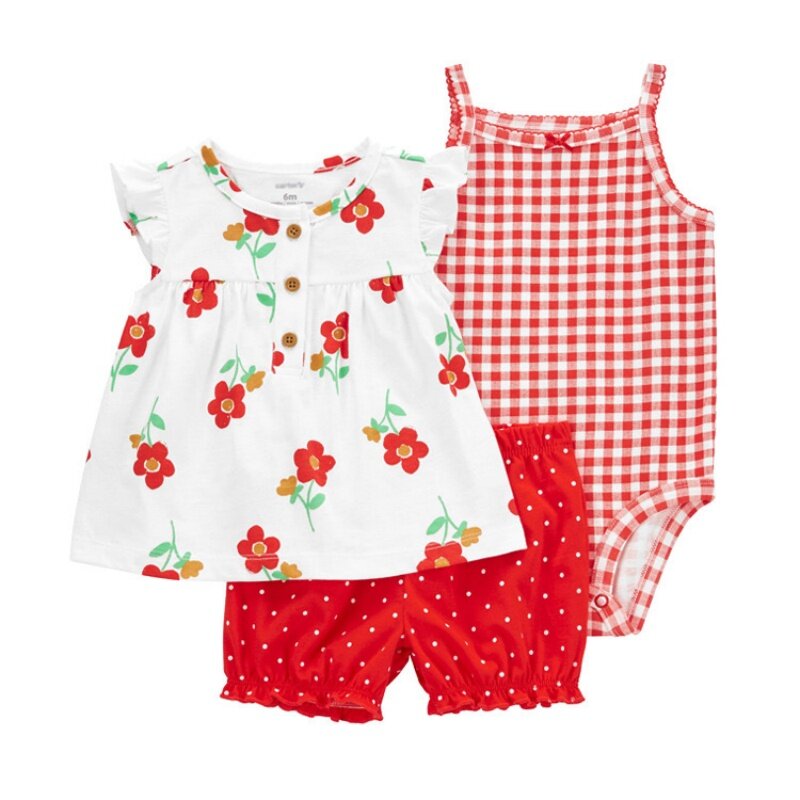 Sommer Neugeborene Baby Mode bebe Kleidung Set Blumen druck Kurzarm Shorts Sling Overall Kleidung Kleinkind 3pcs Outfits