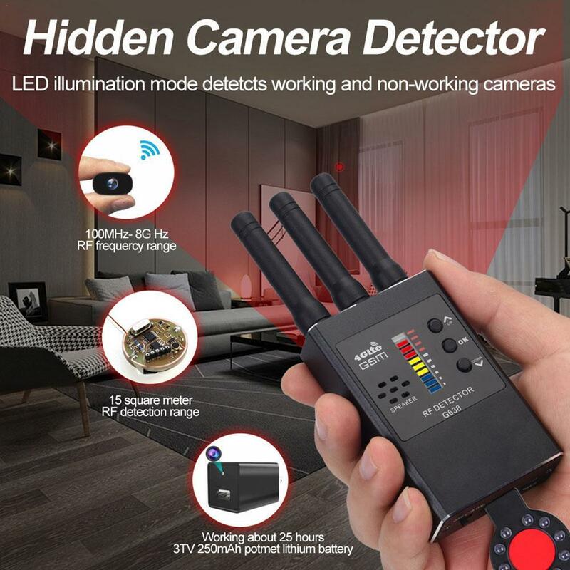 Buscador de cámara oculta portátil RF Bug Wifi, barredora Anti-escucha, teléfono celular, dispositivo de escucha inalámbrico, rastreador GPS