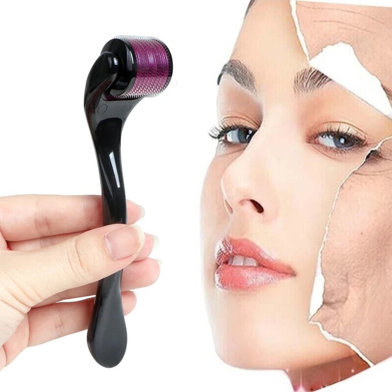 Purple Black Derma Roller 540 Stainless Steel Black Microneedling Roller Facial Skin Care Home Use for Face Beauty Massage Tools