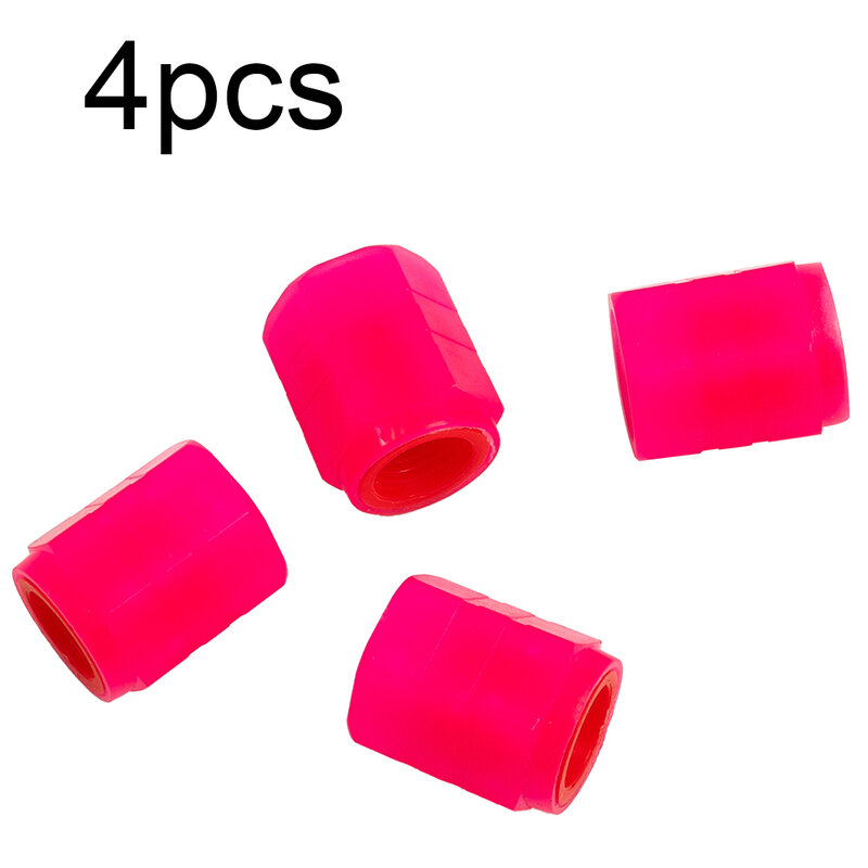 Protect Tire Valve Tip Car Accessories Car Tire Valve Cap Car Wheel Tire Cover New Accessories Dustproof Fluorescent Pink