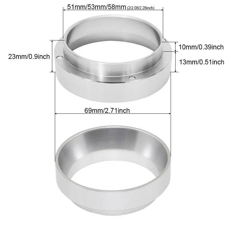 Дозирующее кольцо из алюминия, фильтр 58 мм/53 мм/51 мм для чаши для заваривания, корзина для кофейного порошка, инструмент-ложка тамперов, портафильтр, кофейная посуда