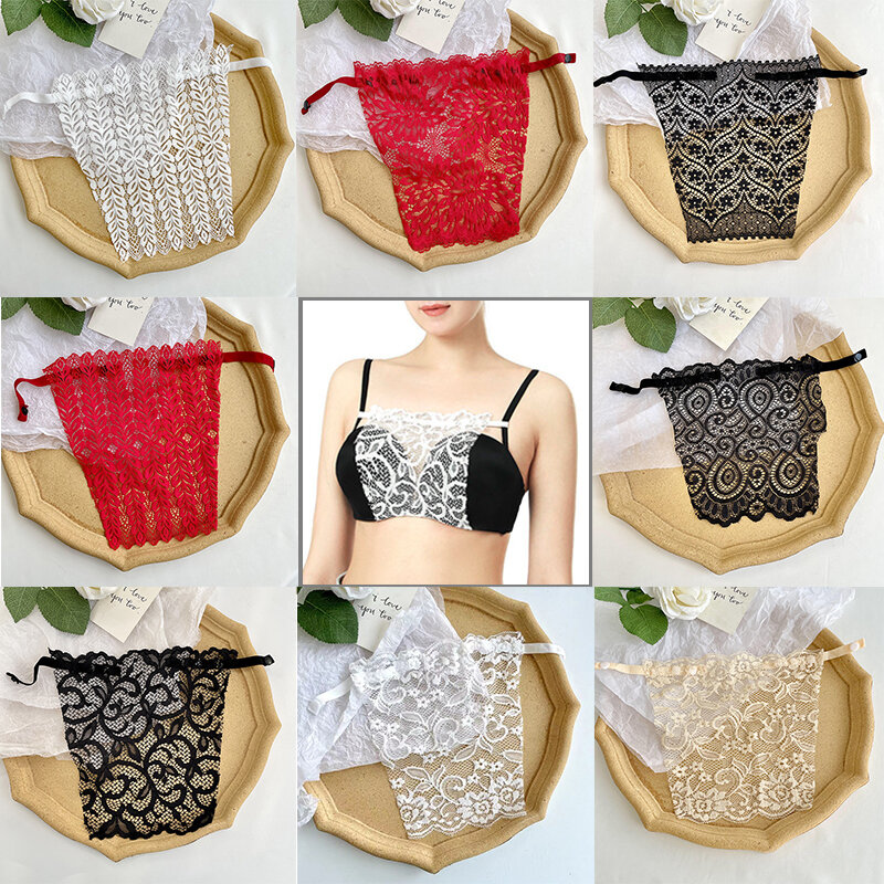 Women Fake Collar Bra Insert Wrapped Chest Protector Quick Easy Clip-On Lace Collars Top Elegant Solid Overlay Sexy Anti-Emptied