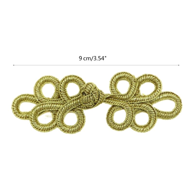 652F Chinese Five Leaves Knot Button Cardigan Gold Wire Buttons Knot Fastener Tang Suit Invitation Gift Box DIY Accessory