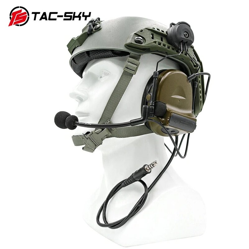 ARC 레일 어댑터가 있는 TAC -SKY COMTAC II 전술 헤드셋, 청력 보호 에어소프트 헤드폰, 소음 차단 슈팅 귀마개