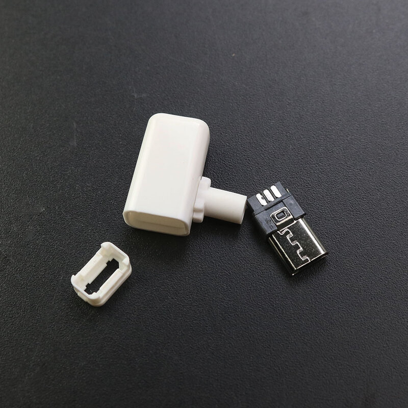 1Set Micro Usb 5PIN Lassen Type Male Plug Connectors Lader 5P Usb Staart Opladen Socket 4 In 1 wit Zwart