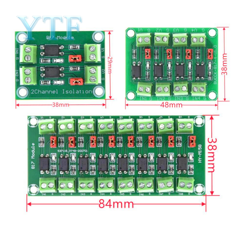 PC817 Placa de isolamento do optoacoplador de 4 canais, conversor de tensão, módulo adaptador 3.6-30V, módulo fotoelétrico isolado, PC 817