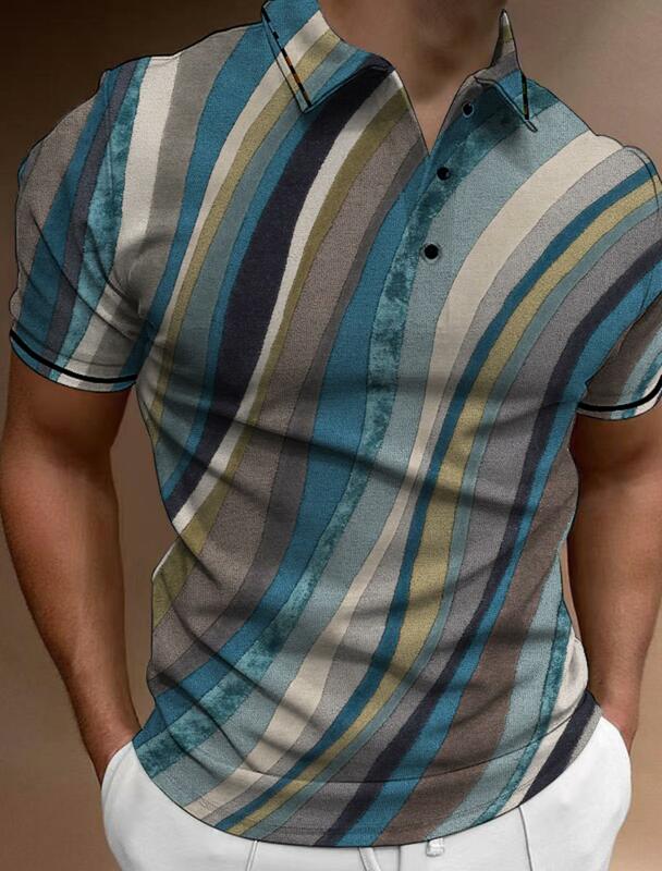 Polo boutonné à manches courtes pour hommes, t-shirt décontracté pour hommes, vêtements de golf de rue, mode estivale
