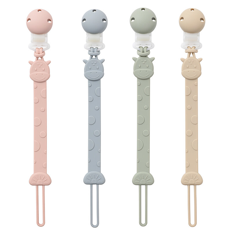 Silicone Pacifier Clips, BPA Free One-Piece Design Pacifier Holder for Baby Boy and Girl 3 Month+, Baby Accessories