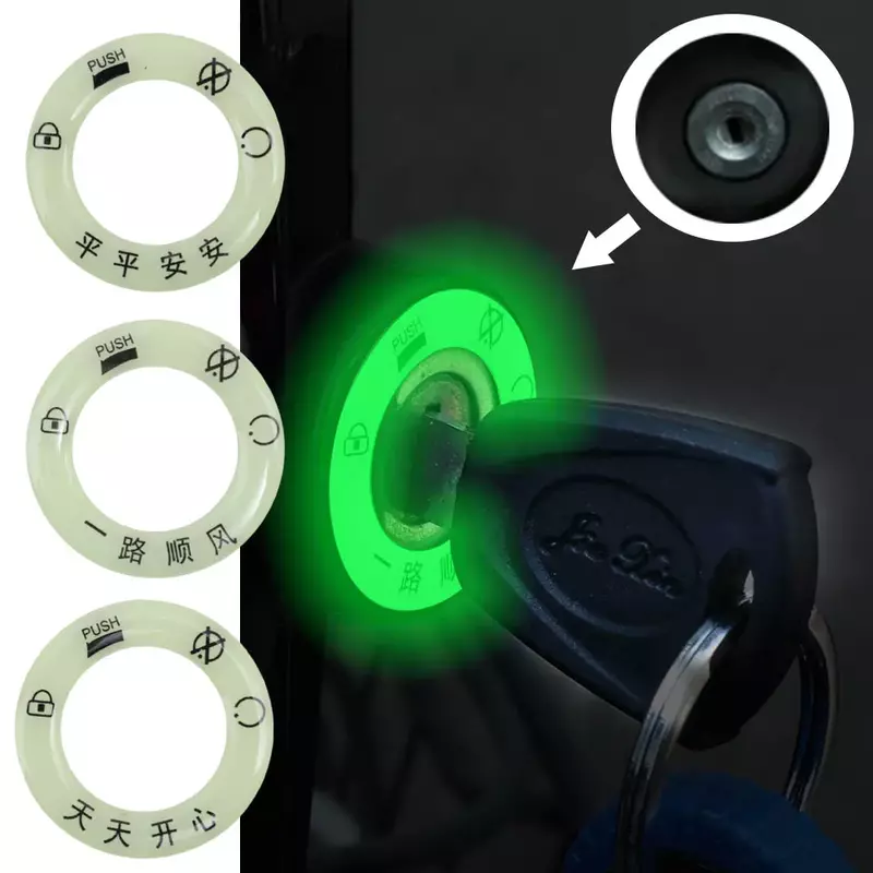 Motorcycle Electric Car Luminous Ignition Key Ring Cover Stickers Decorative Luminescent Light Switch Ring Fluorescent Sticker