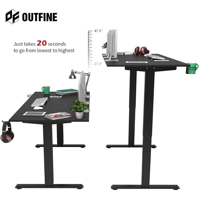 Heavy Duty Dual Motor Height Adjustable Standing Desk Electric Dual Motor Home Office Stand Up Computer Workstation
