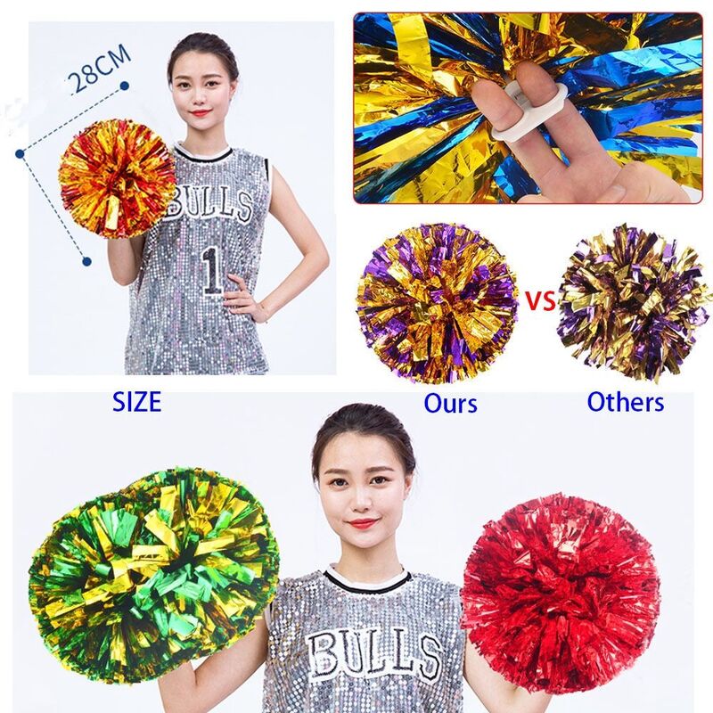 Double hole handle Competition Flower Cheerleading Cheering Ball Dance Party Decorator Club Sport Supplies Cheerleader Pom Poms