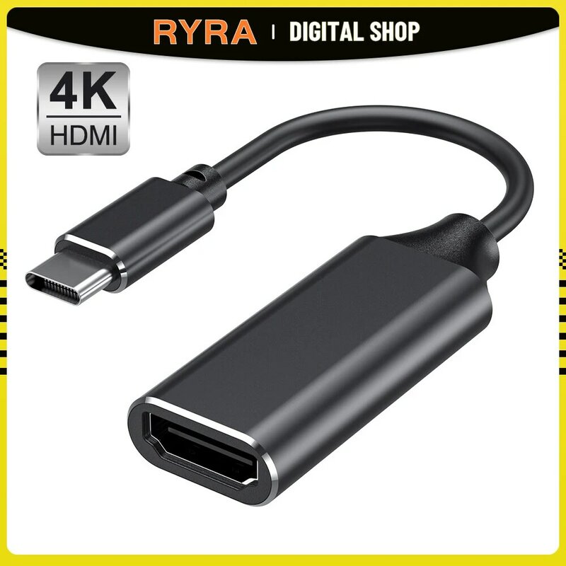 RYRA USB C Ke Adaptor Yang Kompatibel dengan HDMI 4K 30Hz Kabel Tipe C untuk MacBook Samsung Galaxy Huawei Mate P20 Pro USB-C untuk Adaptor HDMI