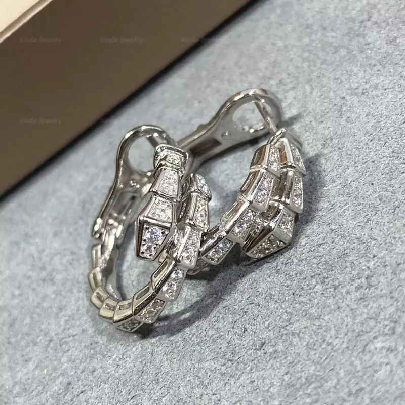 Classic Hot Selling 925 Sterling Silver Zircon Snake Bone Earrings for Women's Gorgeous Fashion Luxury Brand Jewelry Party Gifts