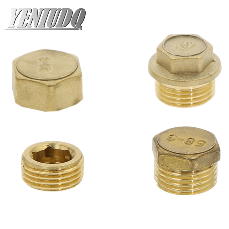Koper 1/8 "1/4" 3/8 "1/2" 3/4 "Buitendraad Messing Pijp Hex Hoofd Messing End Cap plug Fitting Coupler Connector Adapter