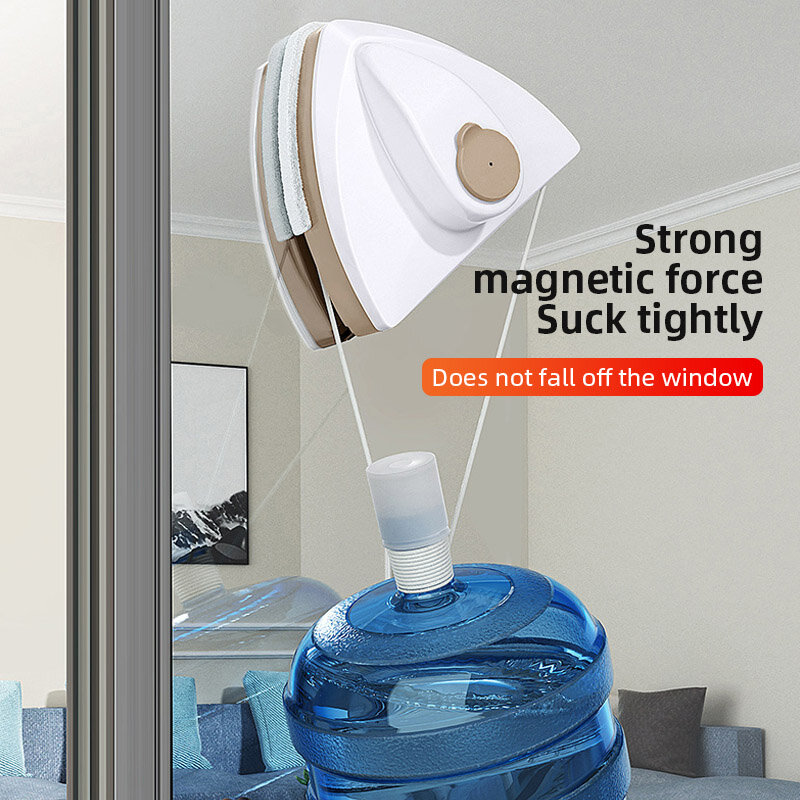 Cepillo magnético para limpieza de ventanas, limpiador automático de doble cara, descarga de agua, herramientas para el hogar