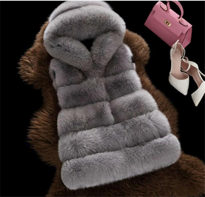 Inverno novos hoodies falso colete de pele feminina de pelúcia moda quente fino sem mangas colete de pele gilet tamanho grande falso pele de raposa