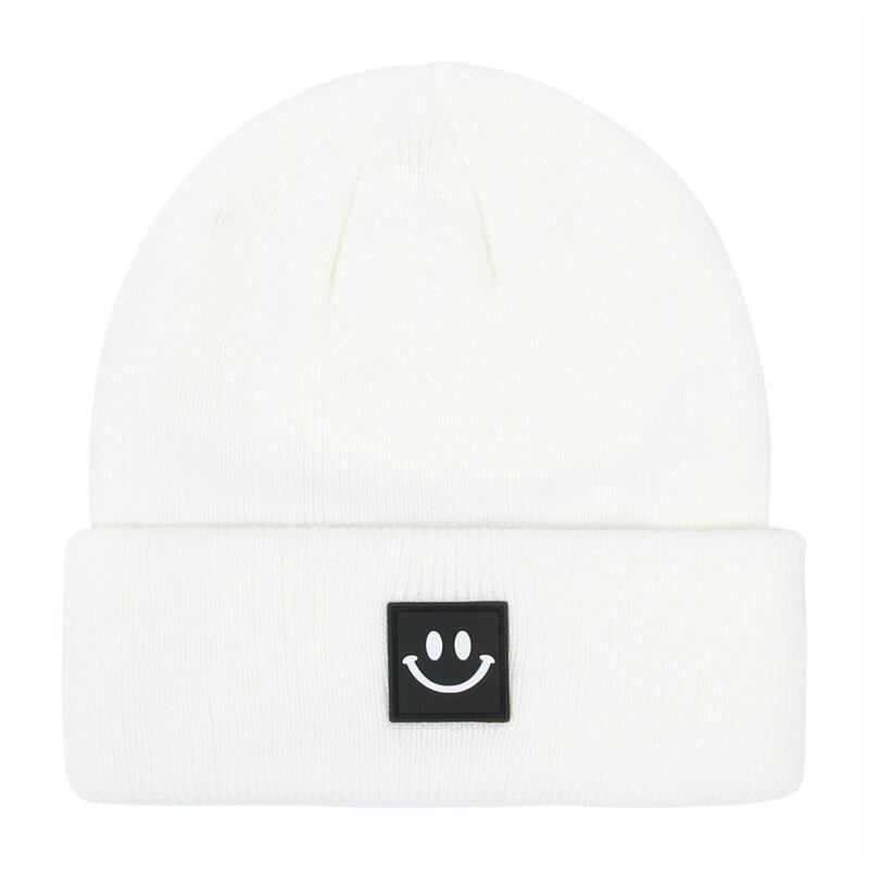 Детская вязаная шапка Модный Универсальный свитер шляпа Милая осенне-зимняя детская шапка с улыбающимся лицом