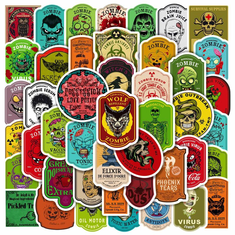 50 Stuks Horror Label Serie Graffiti Stickers Geschikt Voor Laptop Helmen Desktop Decoratie Diy Stickers Groothandel