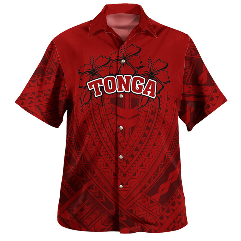 O Reino de Tonga Bandeira Nacional Impressão Camisas para Homens, 3D Gráfico Camisas Curtas, Brasão de Roupas Braço, Emblema Nacional