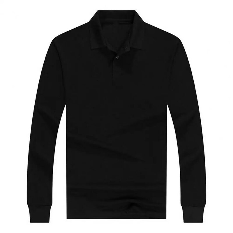 Męskie koszula z klapą biznesowe w jednolitym kolorze wchłaniające bluza z długim rękawem przeciwzmarszczkowe męskie topowy sweter koszula wkładana przez głowę