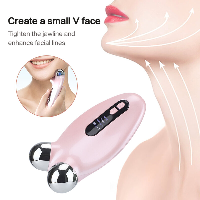 EMS Microcurrent Roller do masażu twarzy maszyna do liftingu twarzy V-rolka do twarzy urządzenie kosmetyczne odmładzanie skóry