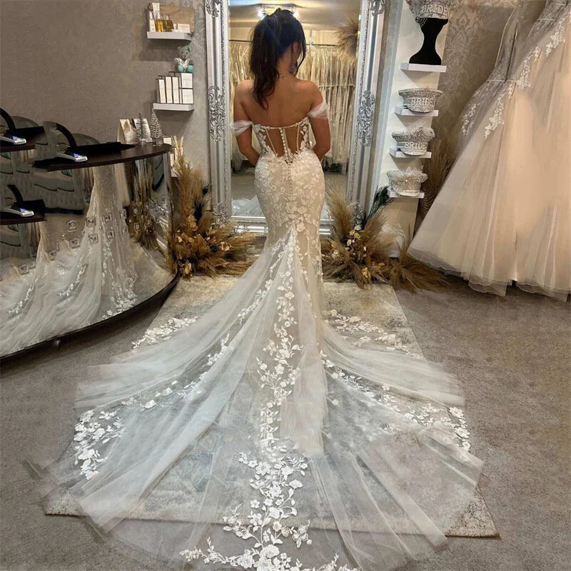 Женское кружевное свадебное платье It's yiiya, белое платье с открытыми плечами на лето 2019