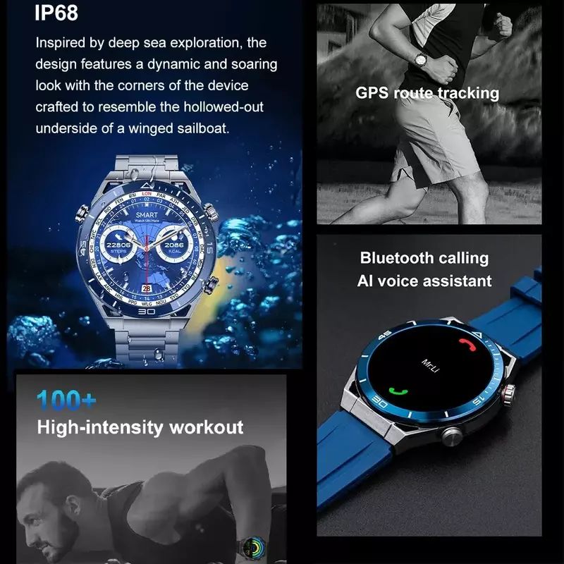 Neue Smartwatch NFC Kompass 454*454 HD-Bildschirm Bluetooth-Anruf GPS Fitness-Tracker EKG Sport modus Smartwatch Männer