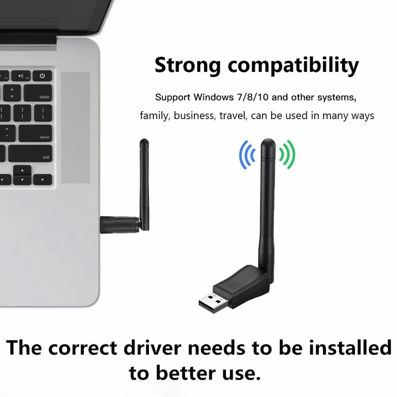 ميني USB واي فاي مع هوائي ، بطاقة شبكة لاسلكية ، Dongle PC ، جهاز استقبال LAN ، محول Mbps ، GHz ، 802.11n/g/b ، كمبيوتر إيثرنت