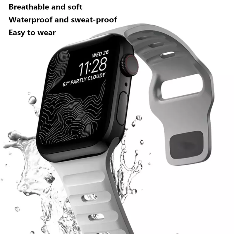 Correa de silicona para Apple Watch, pulsera para Iwatch Series 6 SE 5 4, 9, 8, 7, 41mm, 45mm, ultra 2, 49mm, 44mm, 40mm, 38mm, 42mm