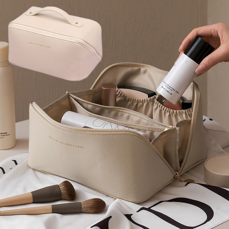 Ins PU Makeup Organizer Bagette Zipper Pillow Bags Large Travel Cosmetic Bag Storage Makeup Organizer borsa da donna regali di festa