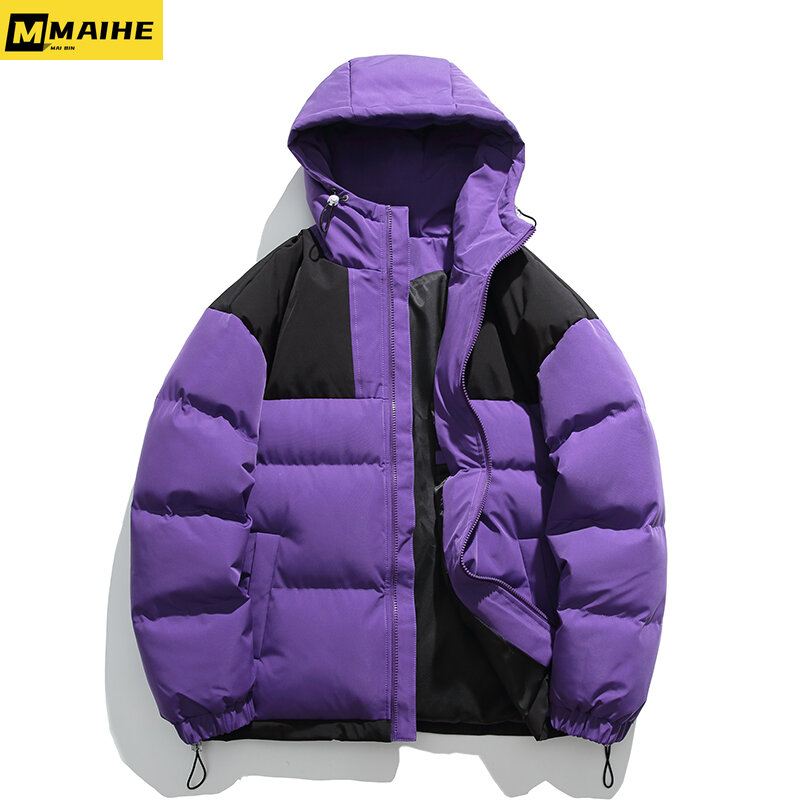 2023 겨울 럭셔리 남성용 다운 재킷, 패션 스티칭 캐주얼 방풍 파카, 두꺼운 따뜻한 후드 코트, 야외 의류