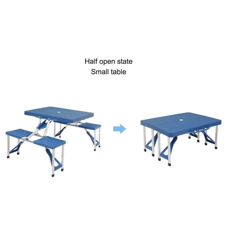 Aluminum & ABS Folding Camping Picnic Table /w 4 Chair Seats Portable Table Set
