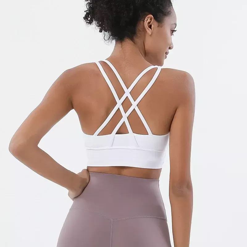 New Double-sided Sanding Cross Back Sports Bra Shockproof Gathered Yoga Bra Fitness Vest