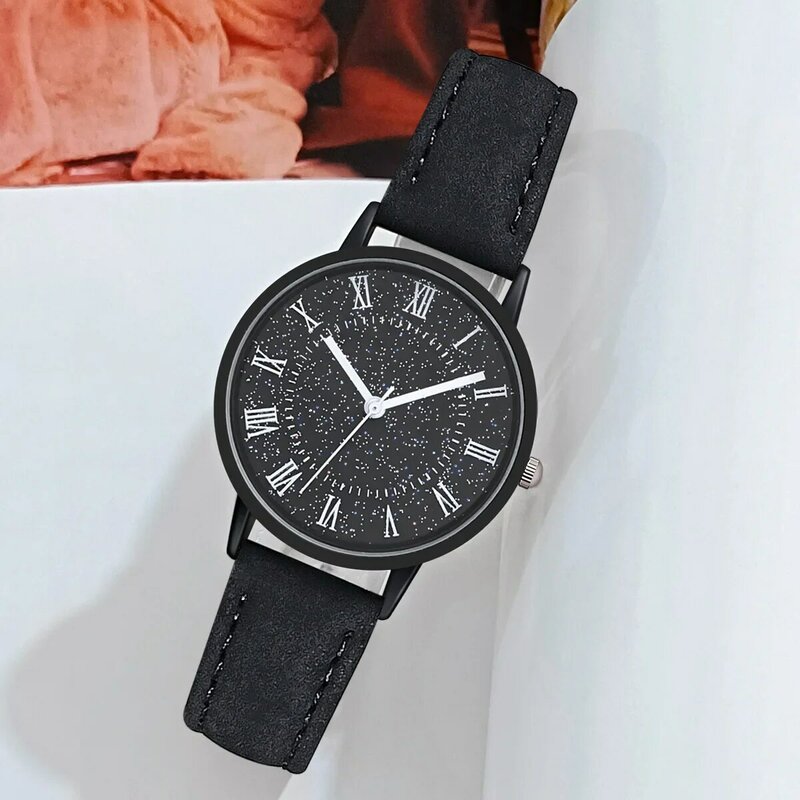 Relógio de pulso de quartzo estilo fosco feminino, pulseira de couro, relógio casual, presente para senhoras, moda