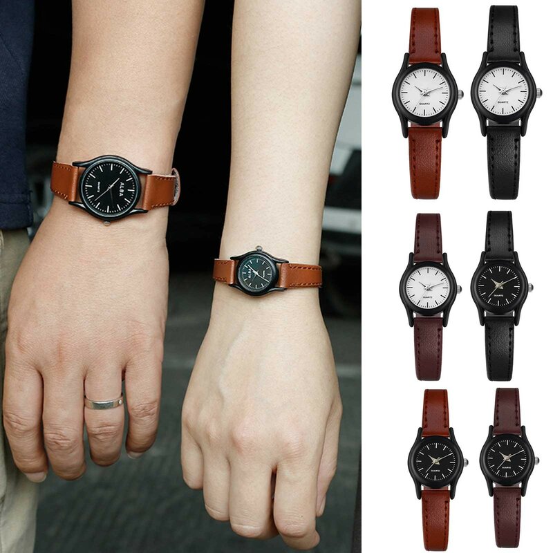Reloj De cuero Para hombre y Mujer, pulsera De mano con diseño De negocios, a la moda, Unisex, novedad De 2023