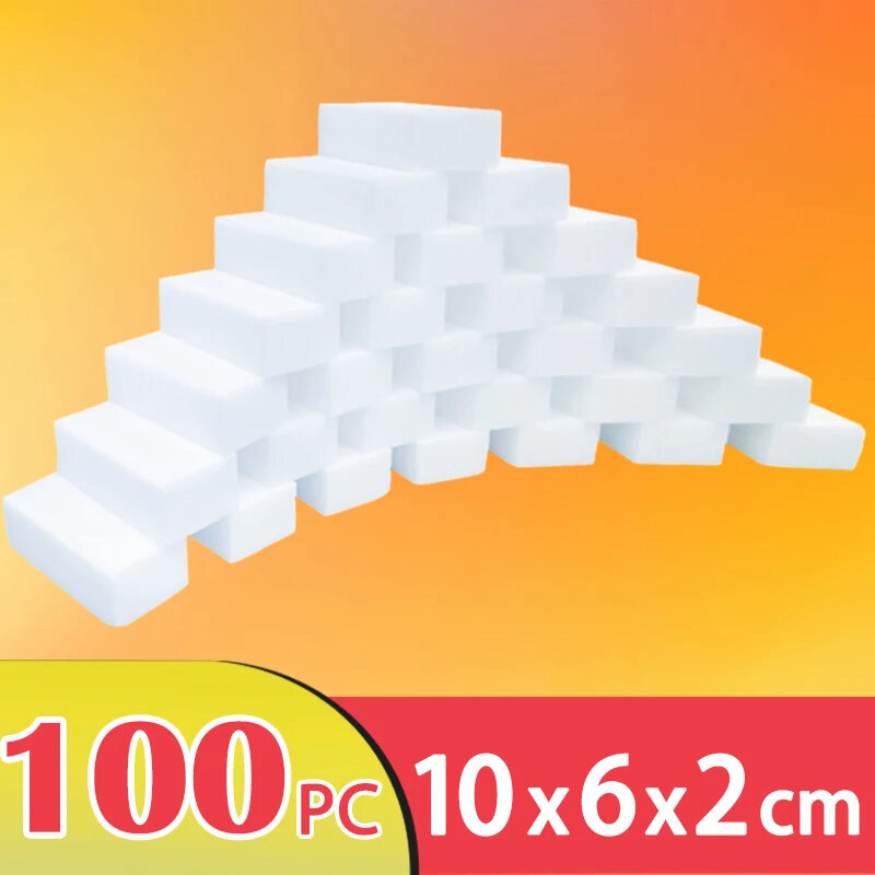 100 Stks/partij Magische Spons Gum Witte Melamine Spons Voor Afwassen Keuken Badkamer Kantoorreinigingsgereedschap 100*60*20Mm